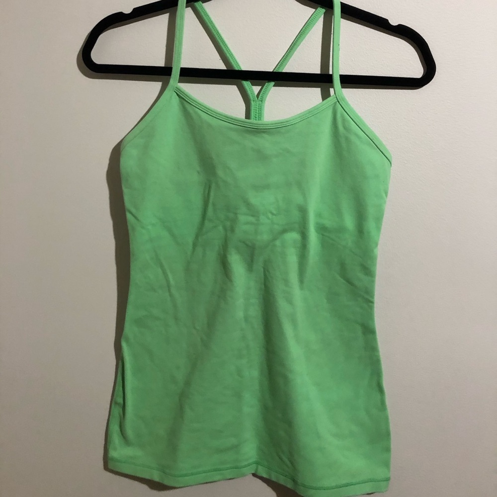 Lululemon Power Y tank size 6 built in bra green